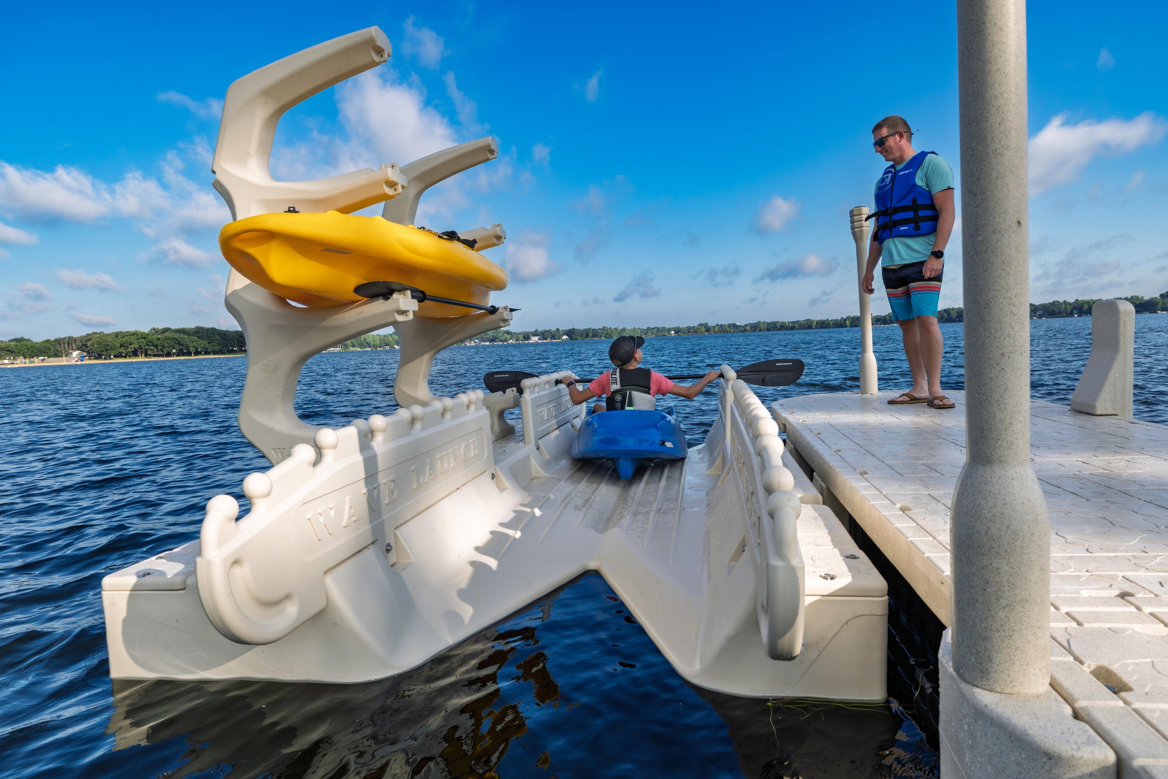 Wave Armor Kayak Rack Wave Armor Kayak Launch with 2 Rails | Dock Kayak Access System ...